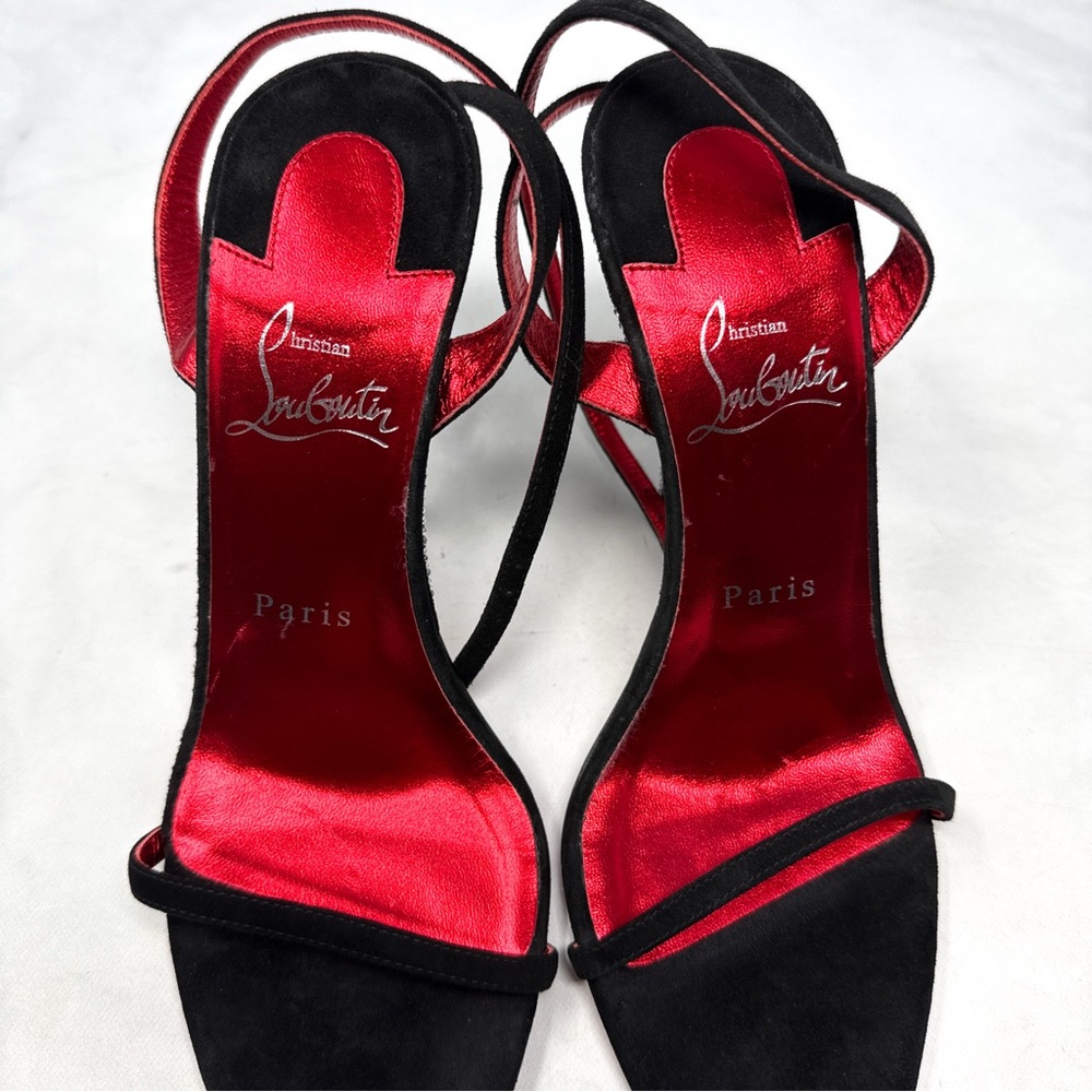 Christian Louboutin Arch Queen Strass Suede Stiletto Sandal Heels Sexy Black 38 - Picture 6 of 16